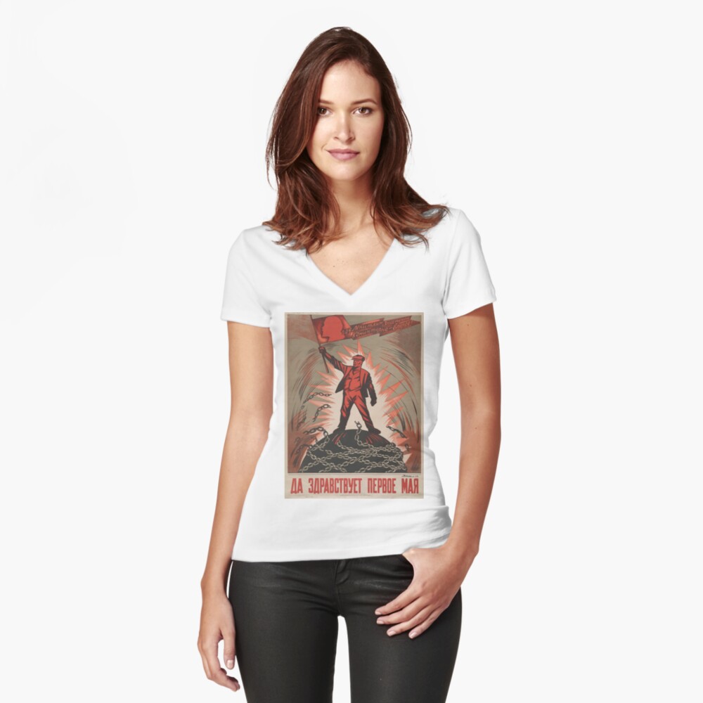 Item preview, Tailliertes T-Shirt mit V-Ausschnitt designed and sold by onlypropaganda.