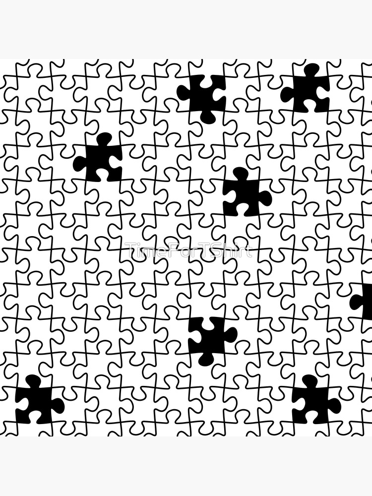 "The Missing Piece Abstract Jigsaw Puzzle Black and White" Art Print