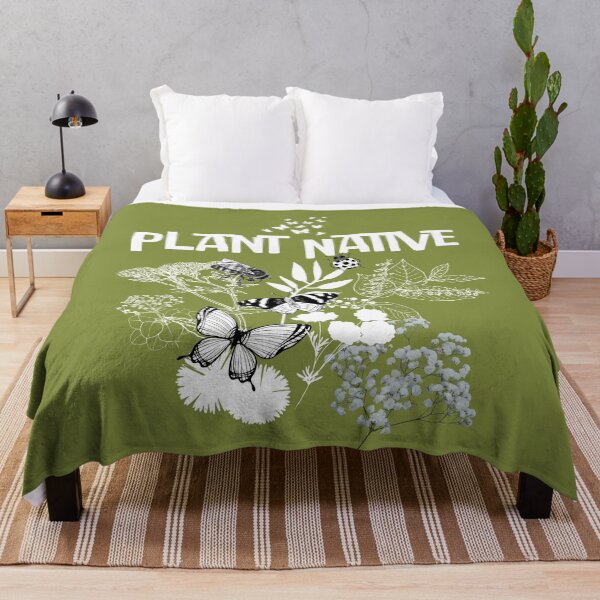 Item preview, Plant Native White Silhouette Plants & Pollinators Design designed and sold by EarthArtDesigns.