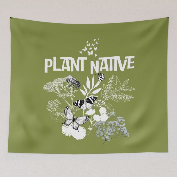 Item preview, Plant Native White Silhouette Plants & Pollinators Design designed and sold by EarthArtDesigns.