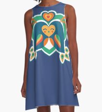 Liebe Vögel A-Linien Kleid