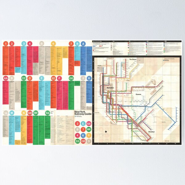 Item preview, 1972 Vignelli NYC Subway Map - Both Sides! designed and sold by titokarl.