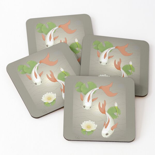 Artikelvorschau, Koi Lily Pond Sketch Gold Moon - Anime Koi Fish entworfen und verkauft von ViewerEqualsPhoton.