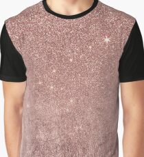 Girly Glam Pink Rose Gold Foil and Glitter Mesh Graphic T-Shirt