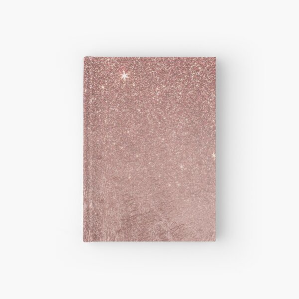 Girly Glam Pink Rose Gold Foil and Glitter Mesh Hardcover Journal