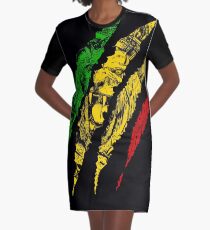 Guerrier Lion de Juda Roi Rasta Reggae Jamaïque Racines Robe t-shirt