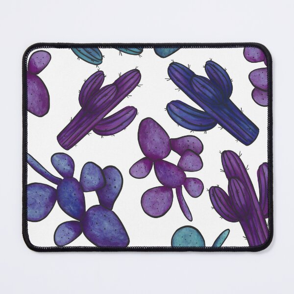 Item preview, Blue Purple Watercolour Saguaro and Opuntia Cactus Pattern designed and sold by marta-maria.