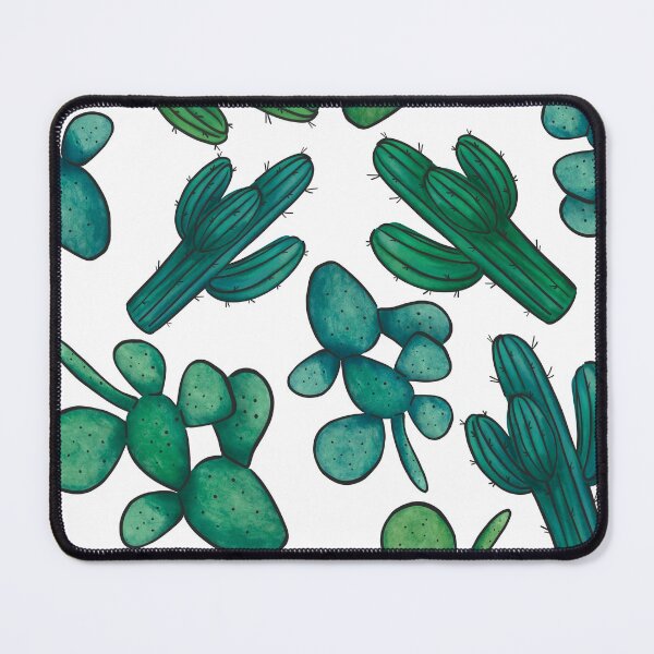 Item preview, Green Blue Watercolour Saguaro and Opuntia Cactus Pattern designed and sold by marta-maria.