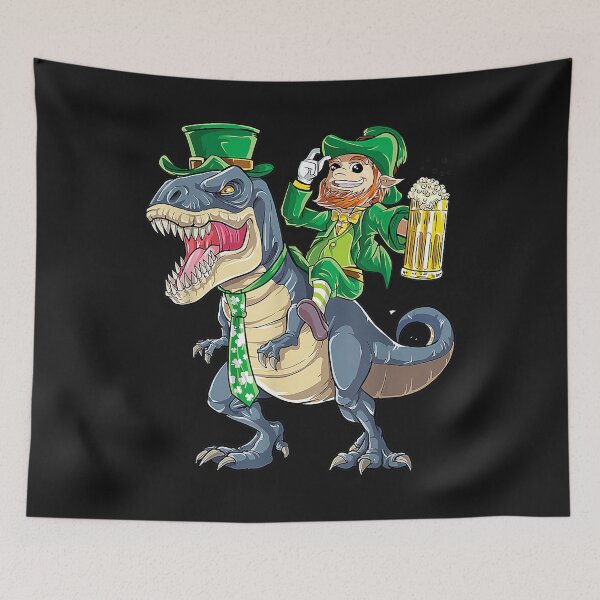 Item preview, Leprechaun Riding Dinasour T Rex St Patrick Day designed and sold by Peggy4822.