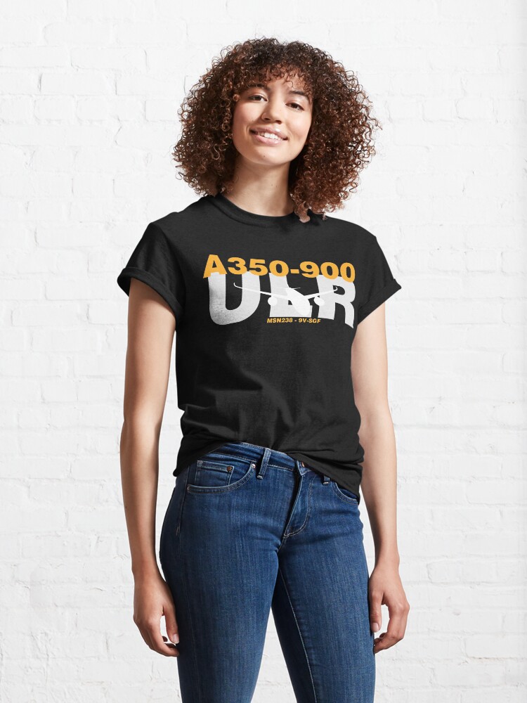 Alternate view of Airbus A350-900ULR 238 9V-SGF (White) Classic T-Shirt