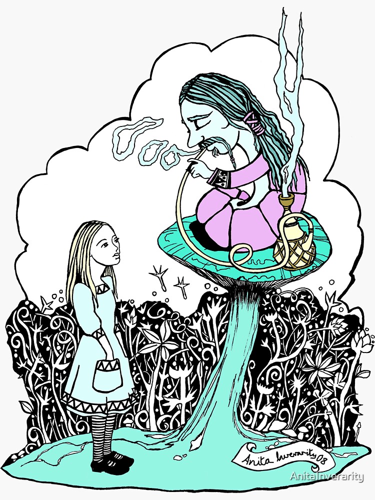 "Hookah Smoking Caterpillar" Sticker by AnitaInverarity Redbubble