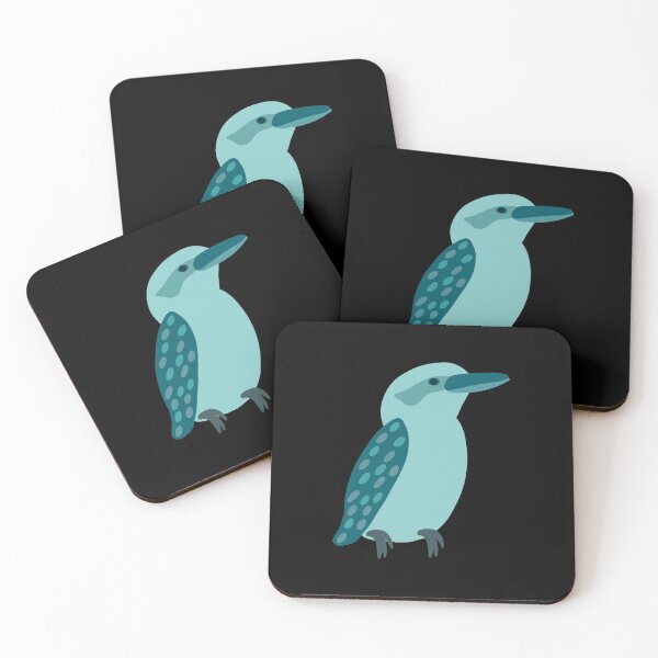 Aperçu de l'œuvre Kookaburra sarcelle sur noir créée et vendue par Digitaldingo.