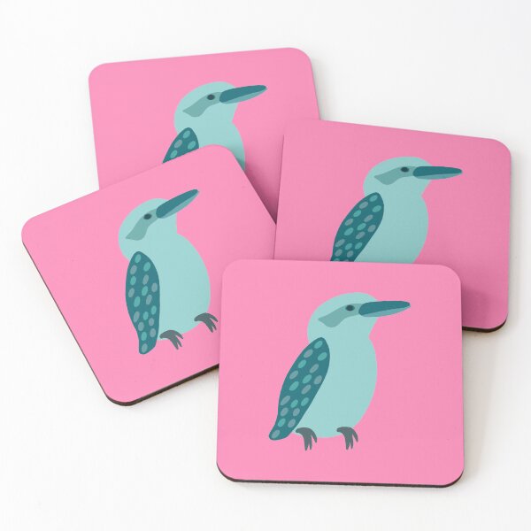 Aperçu de l'œuvre Kookaburra sarcelle sur rose créée et vendue par Digitaldingo.