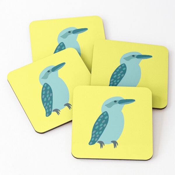 Aperçu de l'œuvre Kookaburra sarcelle sur jaune créée et vendue par Digitaldingo.