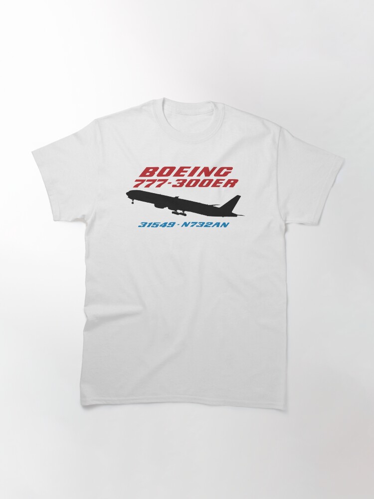Alternate view of Boeing 777-300ER 31549 N732AN (Black Print) Classic T-Shirt