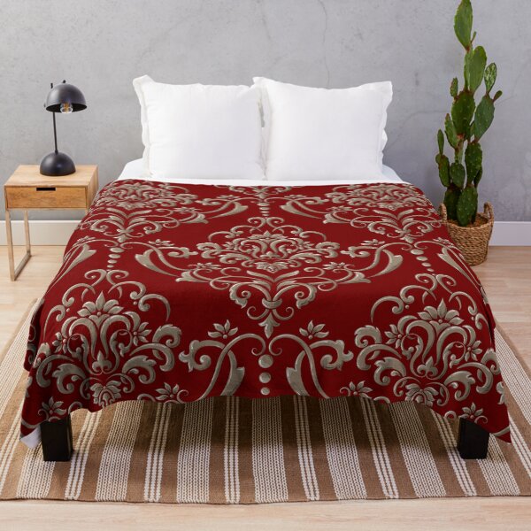 Item preview, Yellow Floral Damask and red background-pattern designed and sold by jinutt.