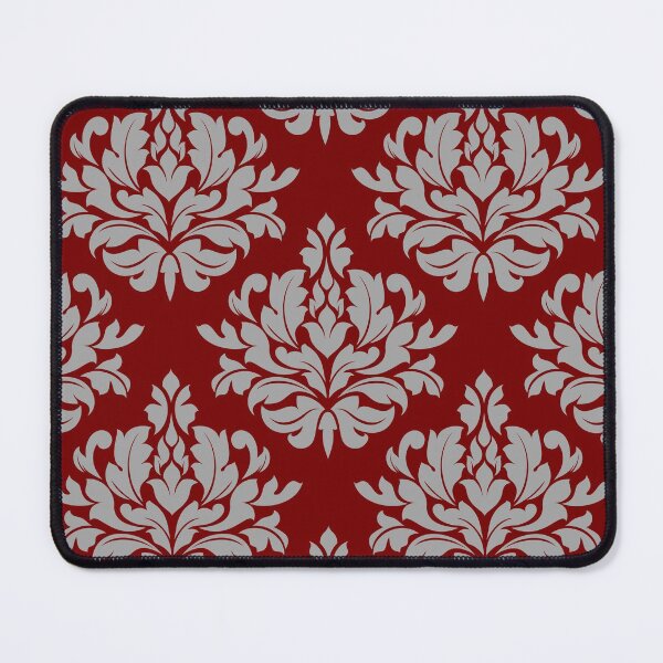 Item preview, Gray Floral Damask and red background-pattern designed and sold by jinutt.