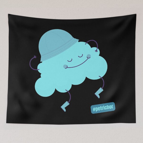 Item preview, Hashtag Petrichor Cute Blue Cloud with a Rain Hat designed and sold by Nathalie Aynié.