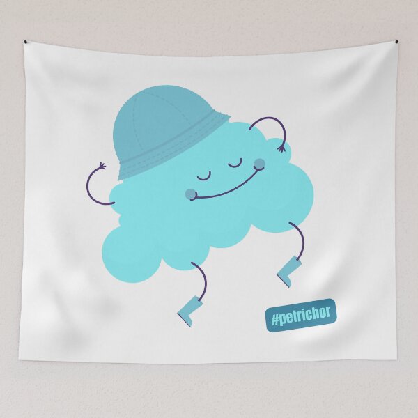 Item preview, Hashtag Petrichor Cute Blue Cloud with a Rain Hat designed and sold by Nathalie Aynié.