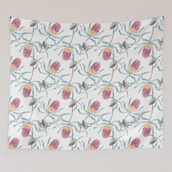 Item preview, watercolour banksia pattern designed and sold by nananstudio.