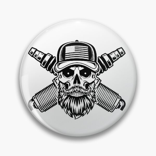 Item preview, Bearded Skull with Spark Plugs designed and sold by MonoByOrion.