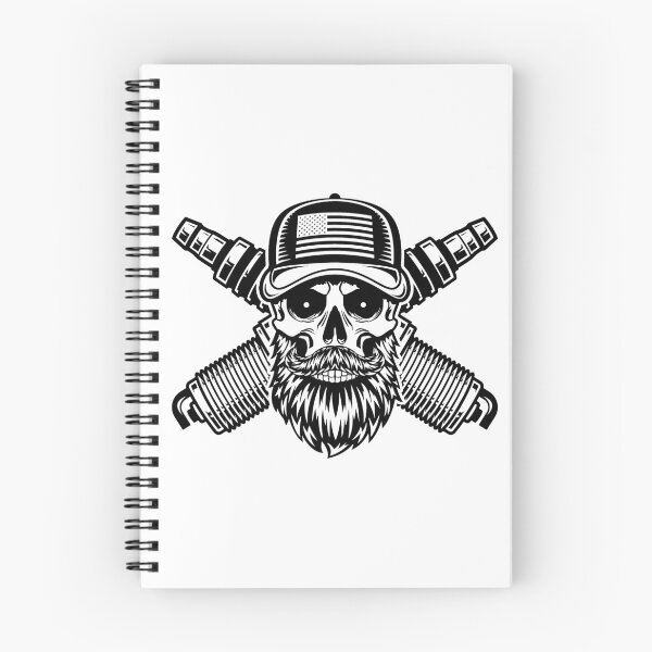 Item preview, Bearded Skull with Spark Plugs designed and sold by MonoByOrion.