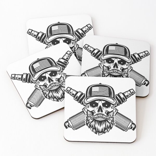 Item preview, Bearded Skull with Spark Plugs designed and sold by MonoByOrion.