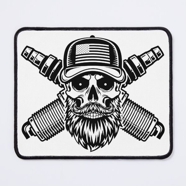 Item preview, Bearded Skull with Spark Plugs designed and sold by MonoByOrion.