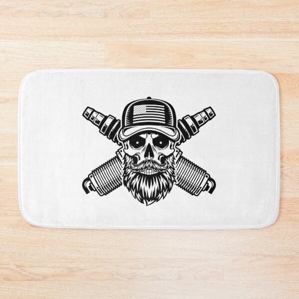 Item preview, Bearded Skull with Spark Plugs designed and sold by MonoByOrion.