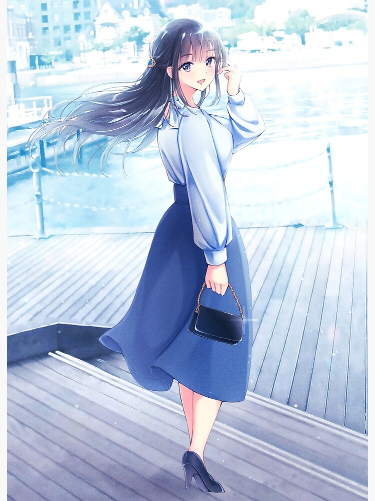 Art Poster Cute anime girl with blue outfit