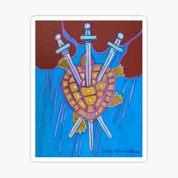 World Turtle Three of Swords Sticker