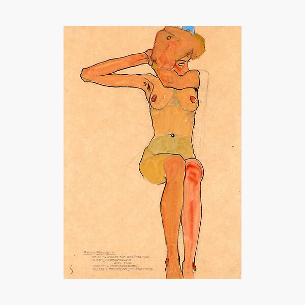 Item preview, Egon Schiele - Sitting female nude with her right arm stretched out 1910 designed and sold by artdesignco.