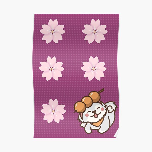 "Cute Cherry Blossom Dog" Poster for Sale by RoamingSonaa Redbubble