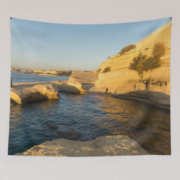 Item preview, Golden Maltese Morning - Splendid Swimming Spot at Tigne Point Sliema designed and sold by Georgia Mizuleva.