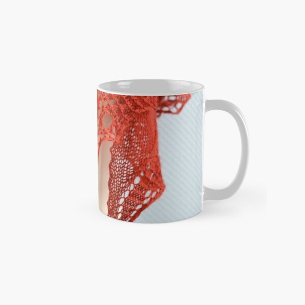 Red knitting with circle lace detail Classic Mug