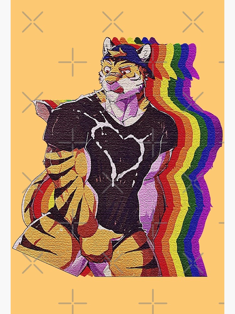 Sexy Furry Tiger Bara With Vintage Rainbow Flag Poster By Theereko Redbubble 4135