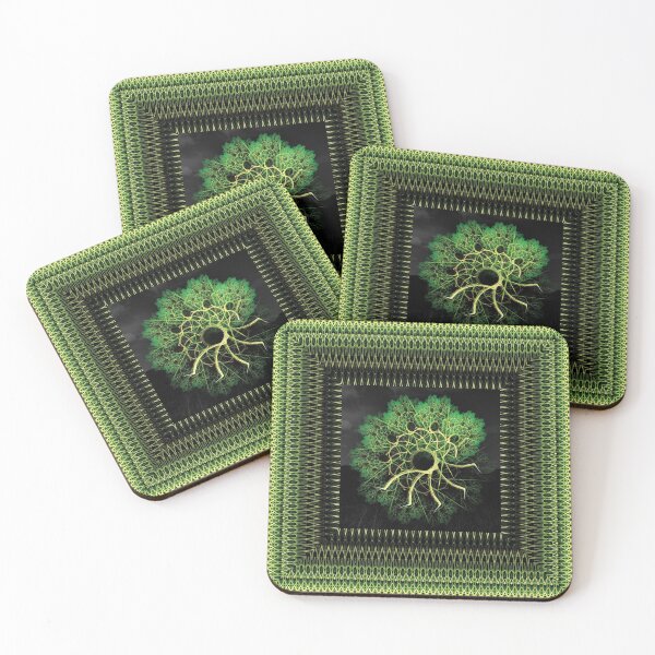 Item preview, Fractal illustration of tree with border in green and black designed and sold by effervescence.