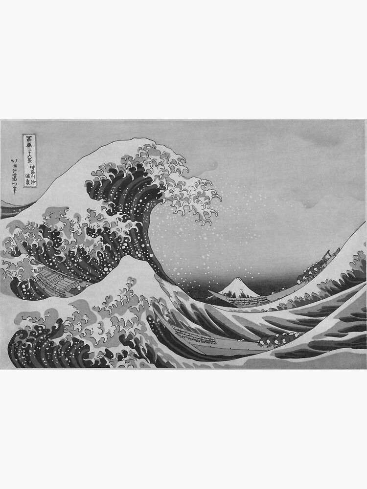 Black and White Japanese Great Wave off Kanagawa by Hokusai by podartist