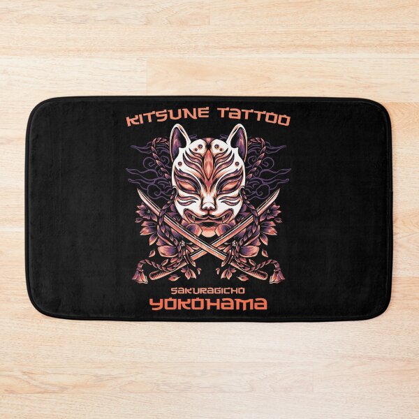 Item preview, Kitsune, Traditional Fox  with Swords Tattoo Design, Yokohama Japan Tattoo Studio designed and sold by Proverbial Wisdom Design.