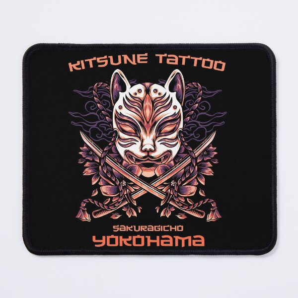 Item preview, Kitsune, Traditional Fox with Swords Tattoo Design, Yokohama Japan Tattoo Studio designed and sold by Proverbial Wisdom Design.