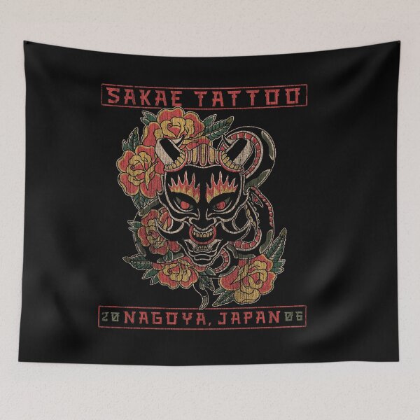 Item preview, Saka Tattoo Studio Nagoya Japan, Oni Mask Traditional Japanese Demon Tattoos designed and sold by Proverbial Wisdom Design.