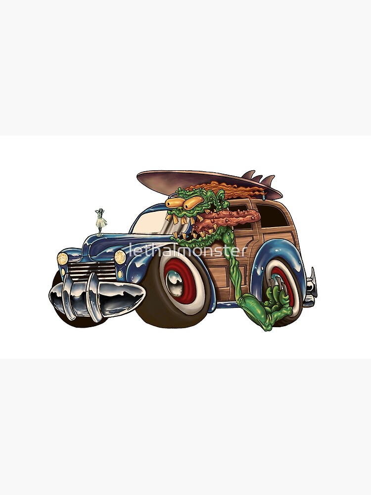 "KNUCKLE DRAGGER WOODY CAR SURF MONSTER" Mug by lethalmonster Redbubble