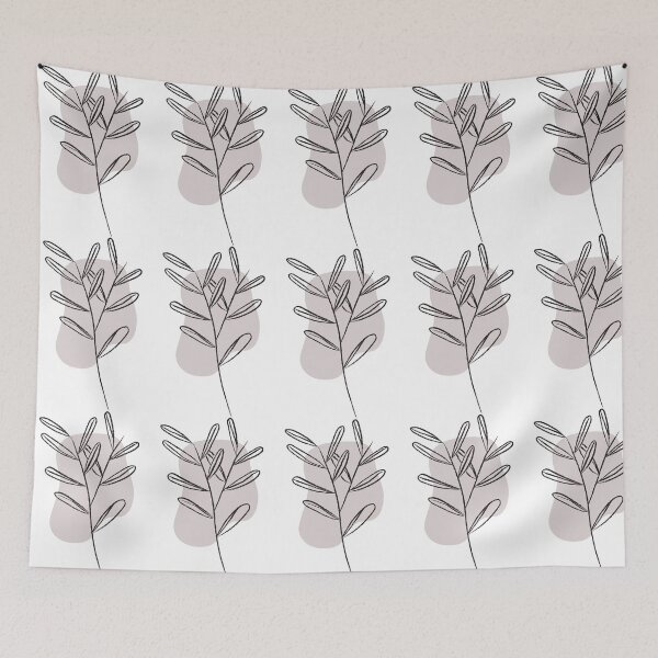Item preview, Neutral colored minimalstyle leaf print designed and sold by MidnightArts1.