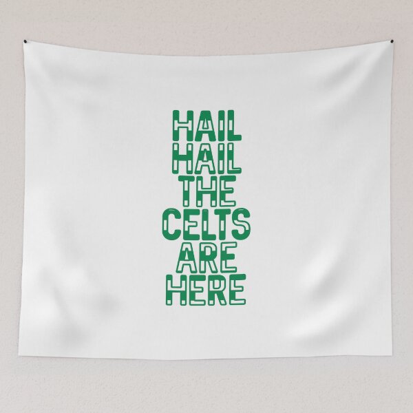 Item preview, Hail Hail The Celts Are Here, Glasgow Celtic Football Club Green and White Striped Text Design designed and sold by MacPean.