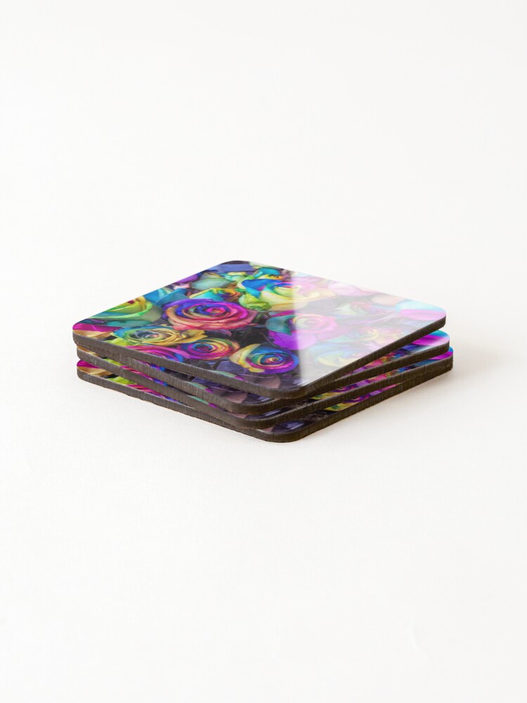 Thumbnail 4 of 5, Coasters (Set of 4), Crazy Colour Roses designed and sold by Papermouse.
