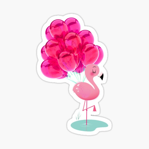 Sticker ballons rose à pois dorés Flamingo by Lucie