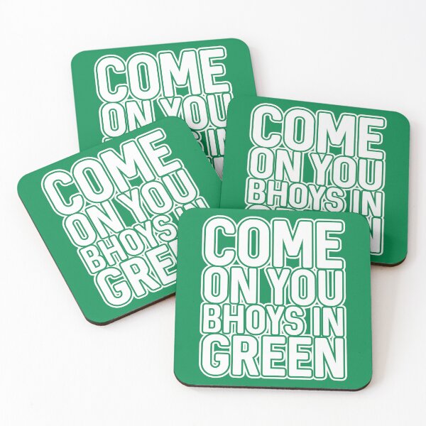 Item preview, COME ON YOU BHOYS IN GREEN, Glasgow Celtic Football Club White and Green Block Text Design designed and sold by MacPean.