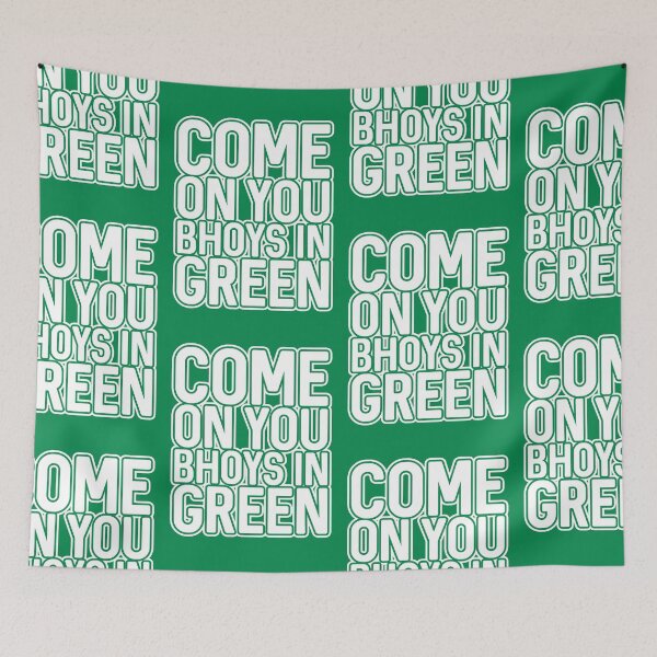 Item preview, COME ON YOU BHOYS IN GREEN, Glasgow Celtic Football Club White and Green Block Text Design designed and sold by MacPean.