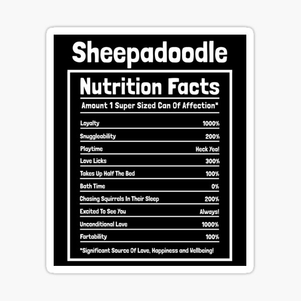 Sheepadoodle Nutrition Facts Funny Dog Gift Sticker