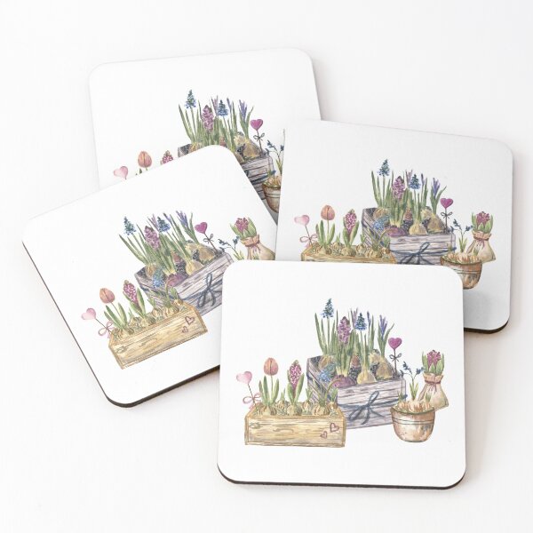 Item preview, Spring Flowers in Wooden Boxes in Vintage Style designed and sold by Flowersforbear.